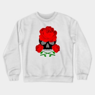 Skull and Red Roses Crewneck Sweatshirt